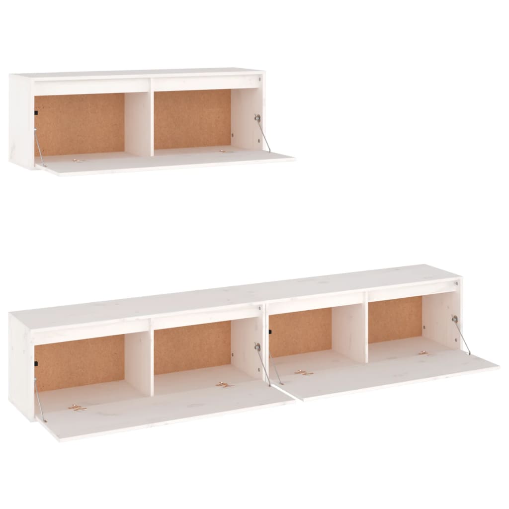 Meuble TV 3 pcs en bois de pin massif