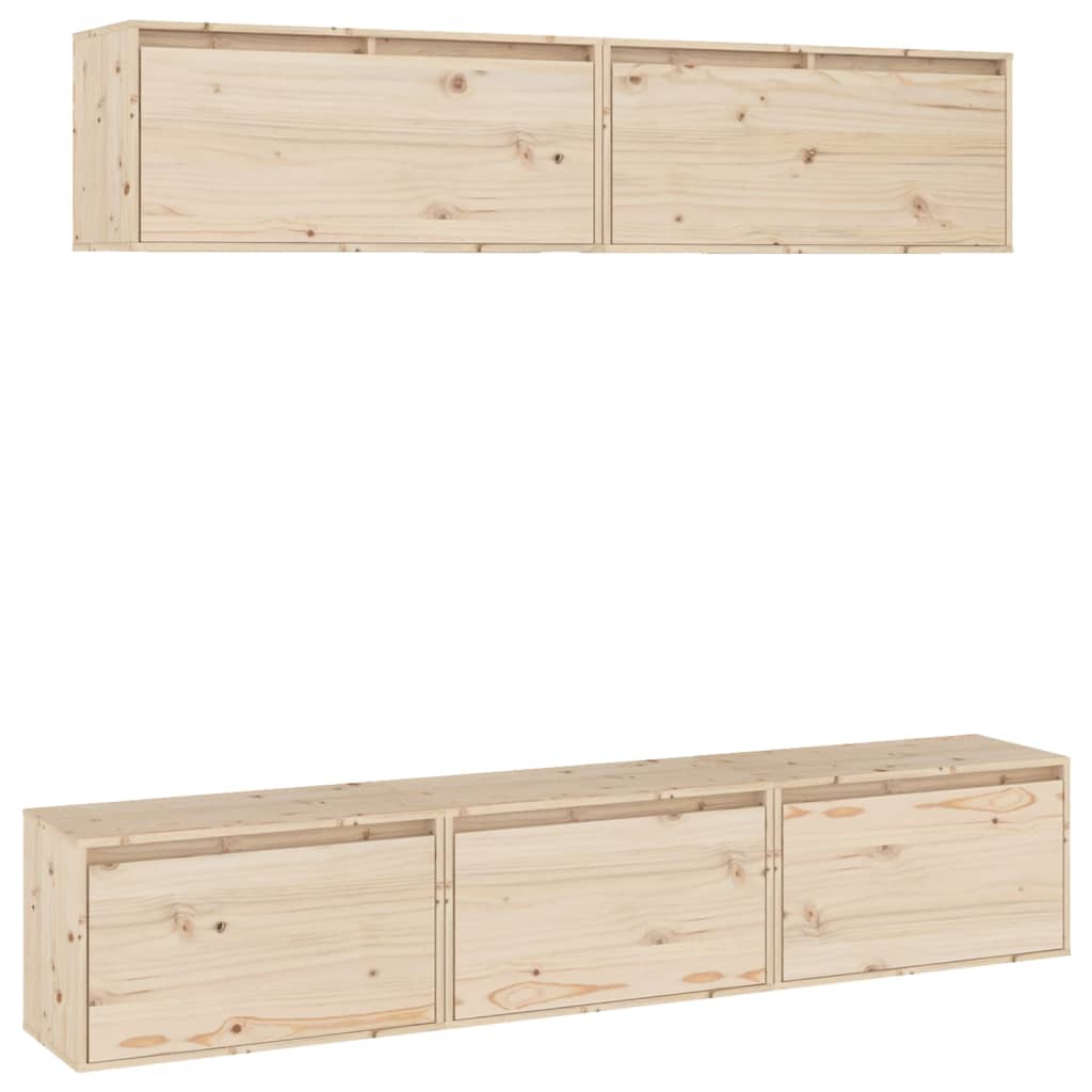 Meuble TV 5 pcs en bois de pin massif