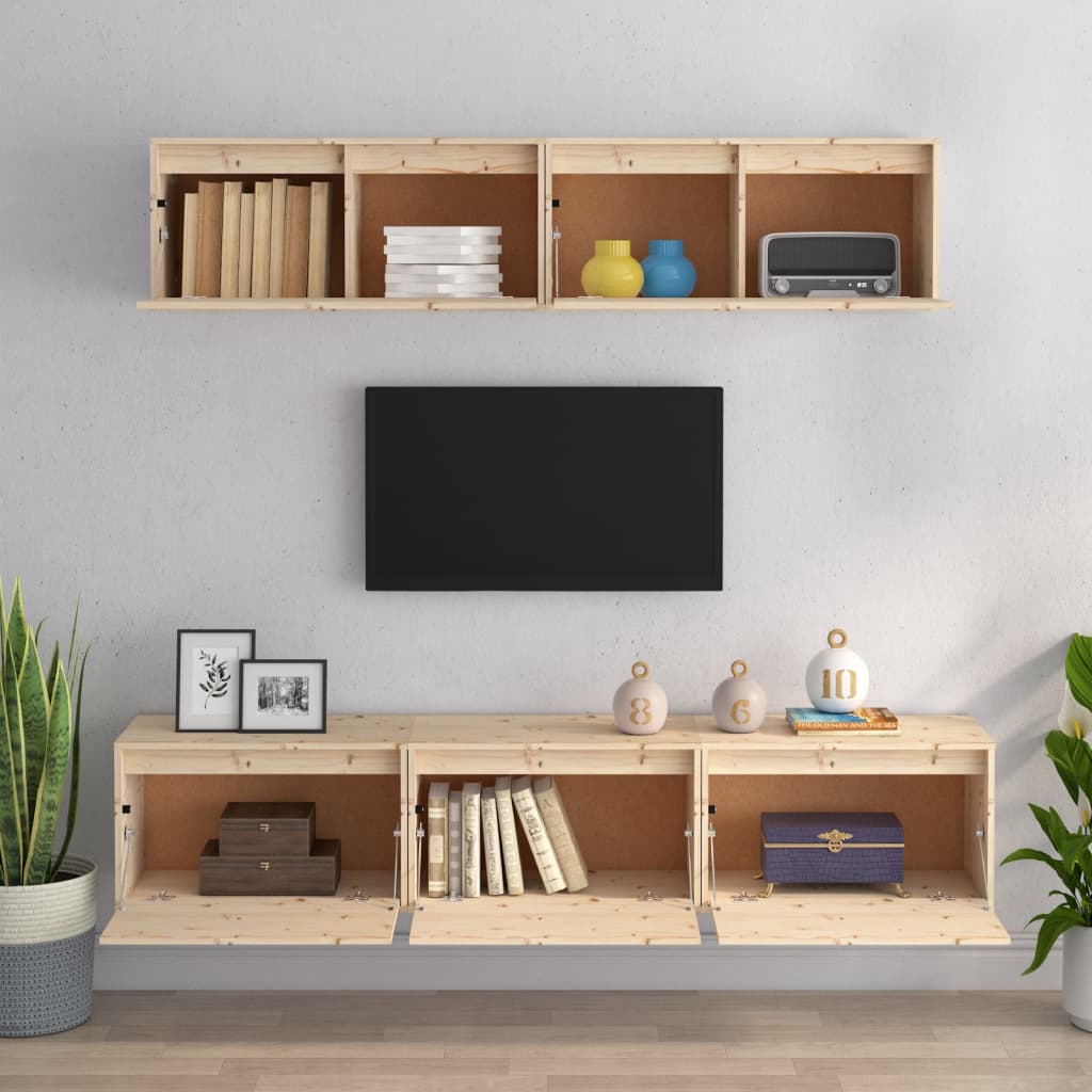 Meuble TV 5 pcs en bois de pin massif