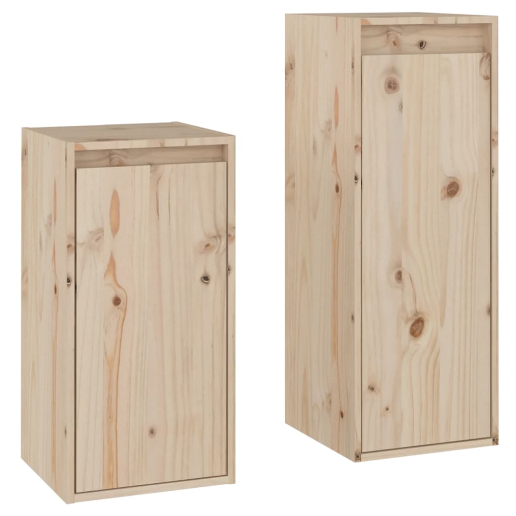 Meuble TV 2 pcs en bois de pin massif