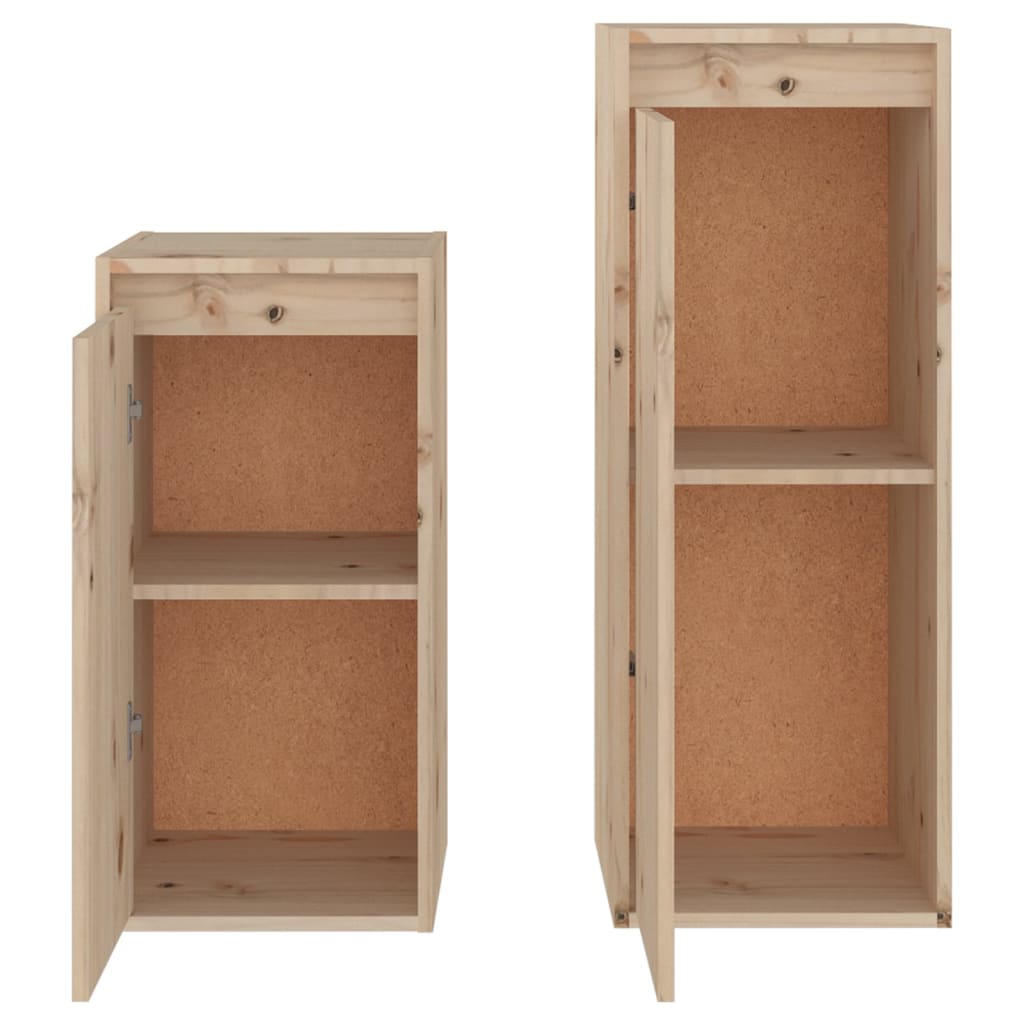 Meuble TV 2 pcs en bois de pin massif