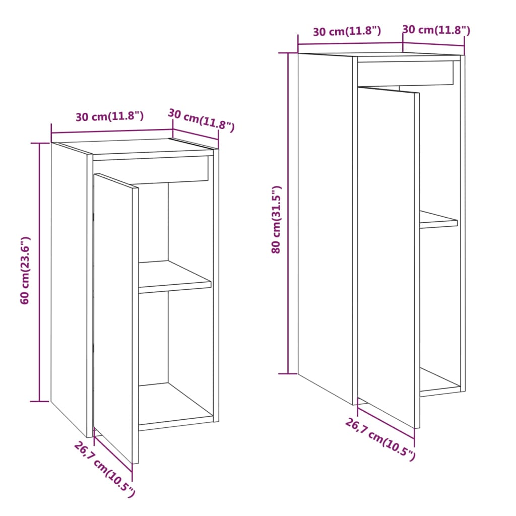 Meuble TV 2 pcs en bois de pin massif