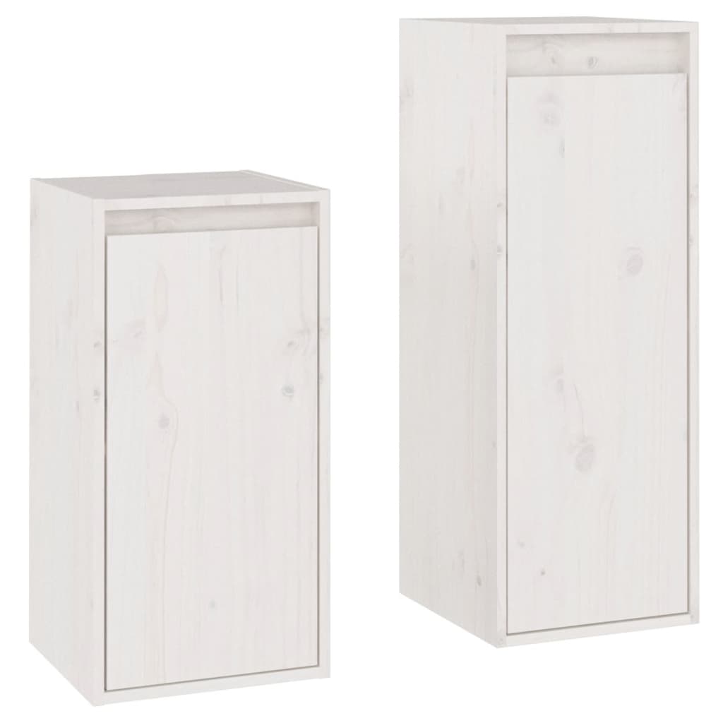 Meuble TV 2 pcs en bois de pin massif