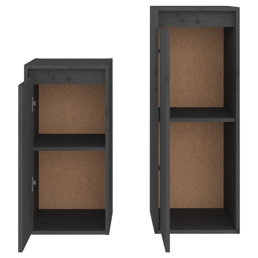 Meuble TV 2 pcs en bois de pin massif