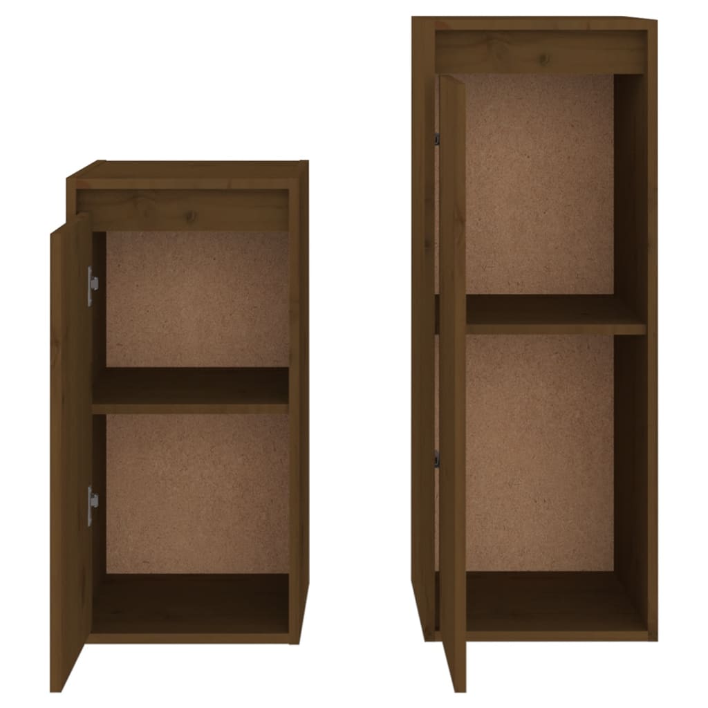 Meuble TV 2 pcs en bois de pin massif