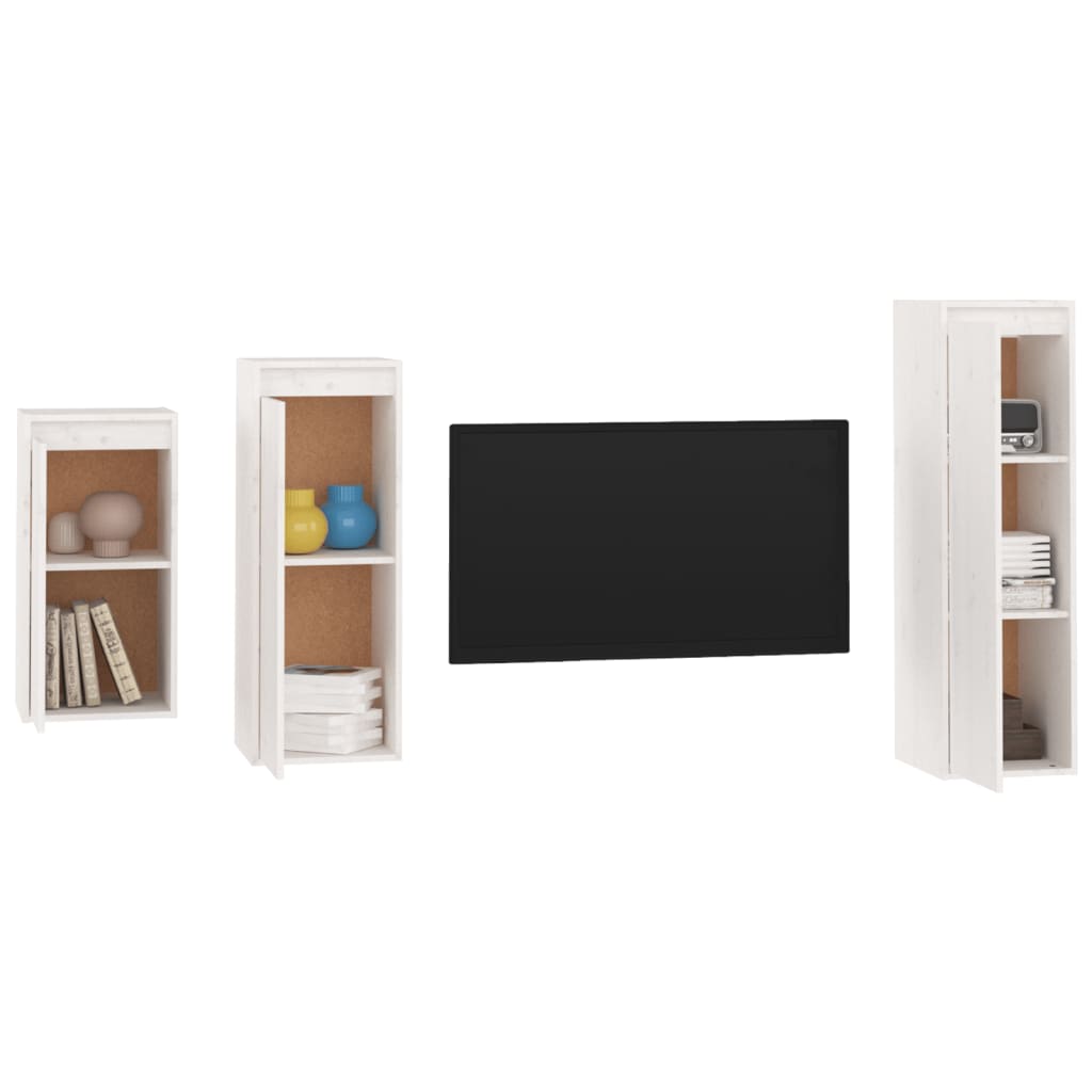 Meuble TV 3 pcs en bois de pin massif