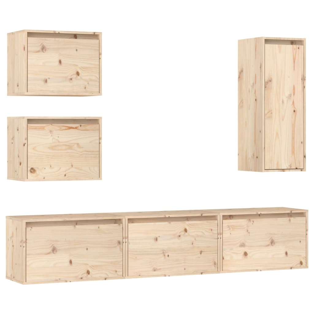 Meuble TV 6 pcs en bois de pin massif