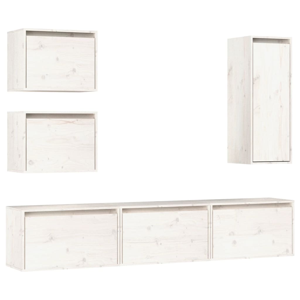 Meuble TV 6 pcs en bois de pin massif