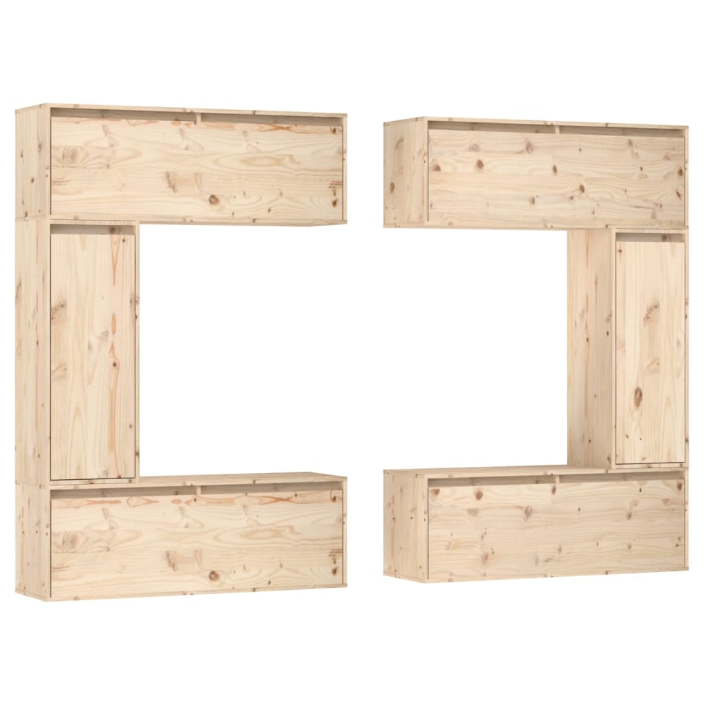 Meuble TV 6 pcs en bois de pin massif