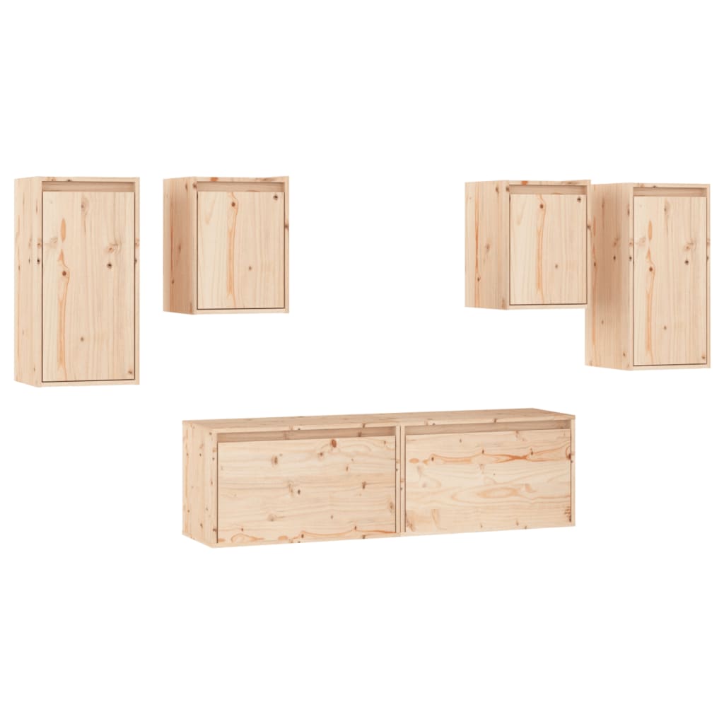 Meuble TV 6 pcs en bois de pin massif