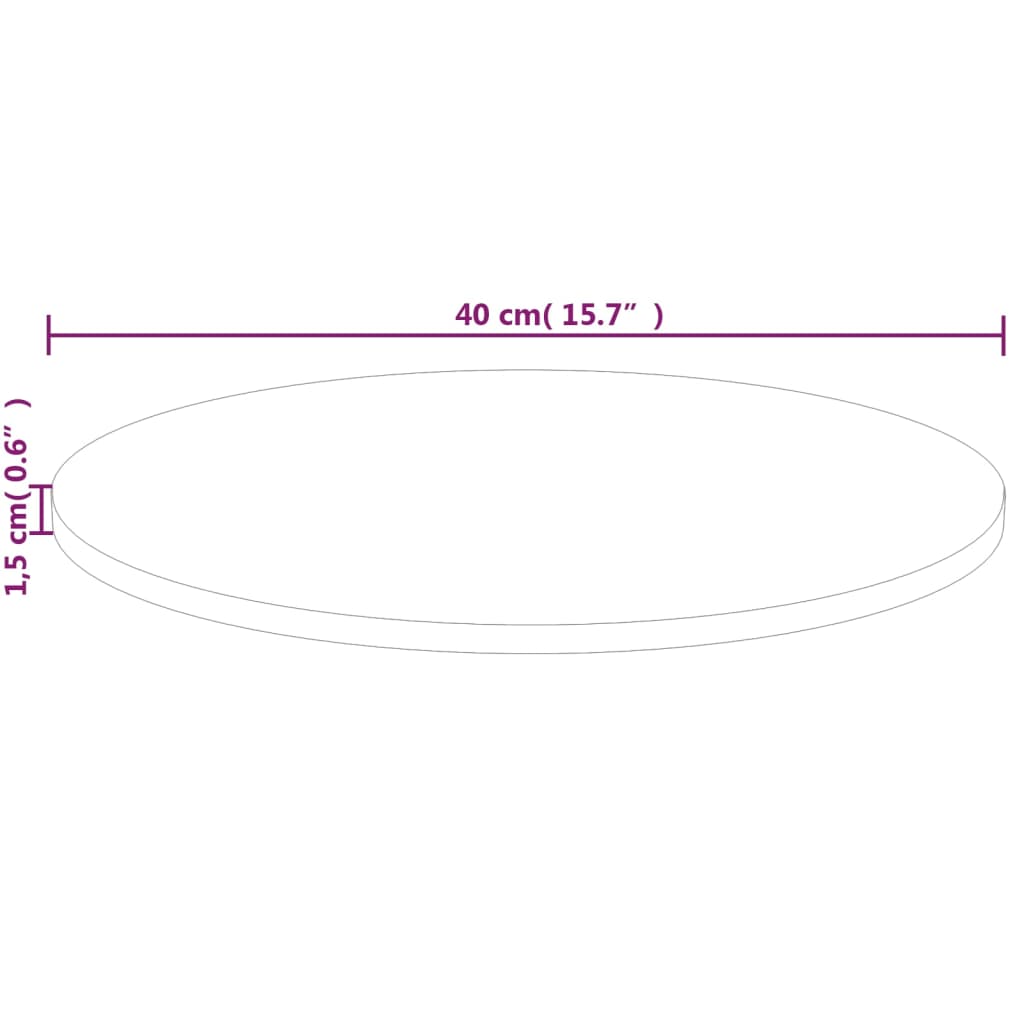 Tafelblad rond Ø60x2,5 cm onbehandeld massief eikenhout