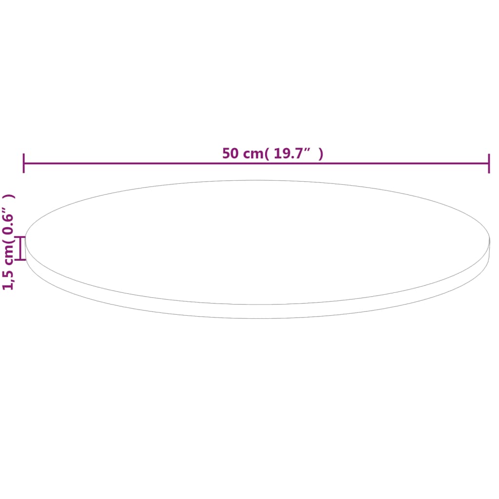 Plateau de table rond Ø50x1,5 cm chêne massif non traité