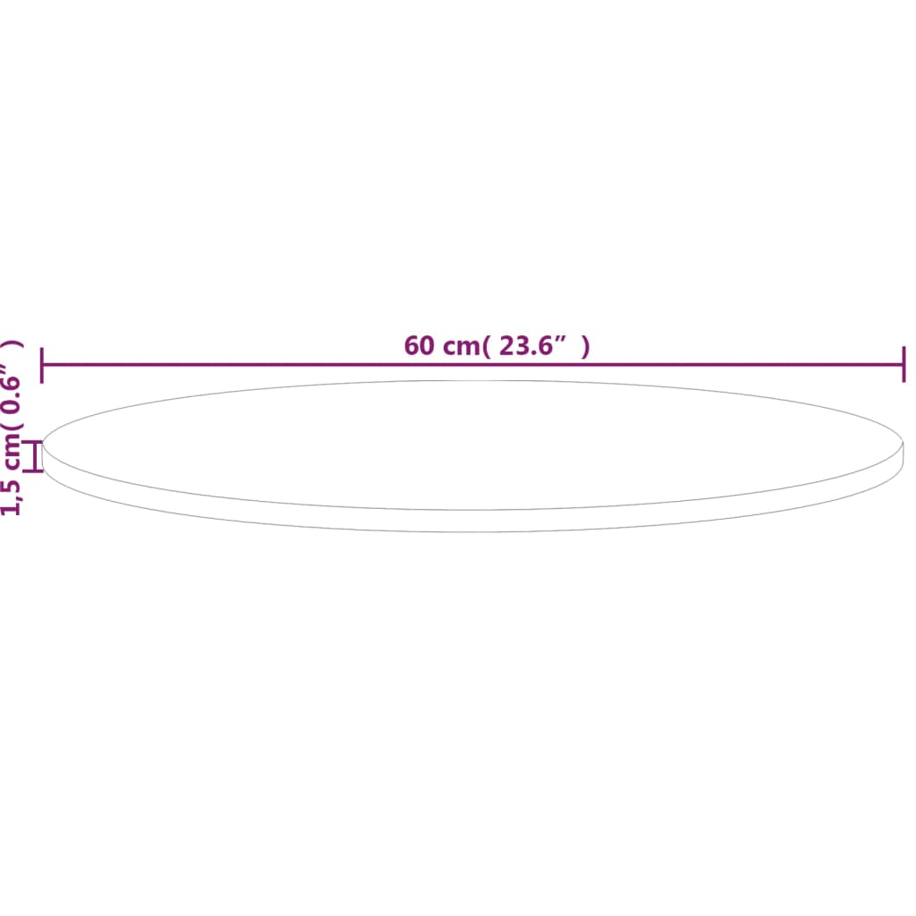 Tafelblad rond Ø30x2,5 cm onbehandeld massief eikenhout