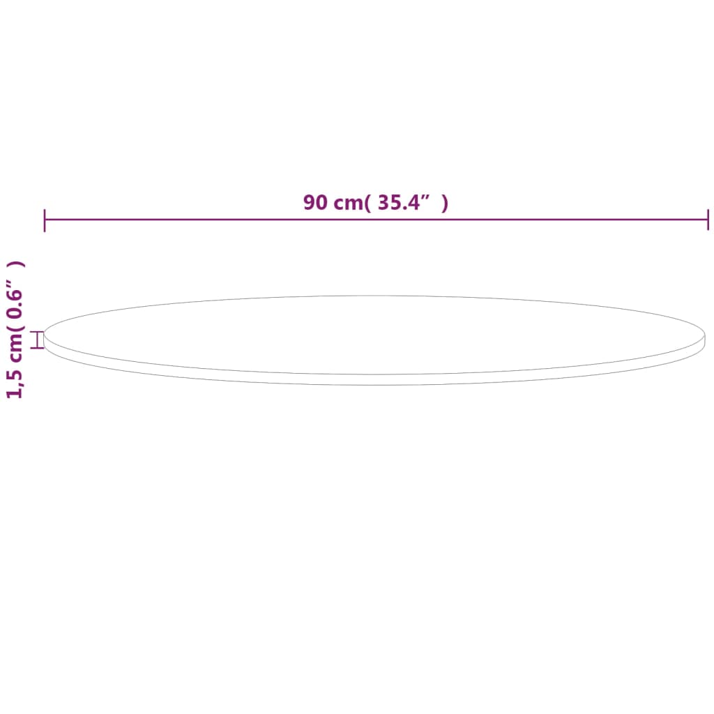 Tafelblad rond Ø60x2,5 cm onbehandeld massief eikenhout