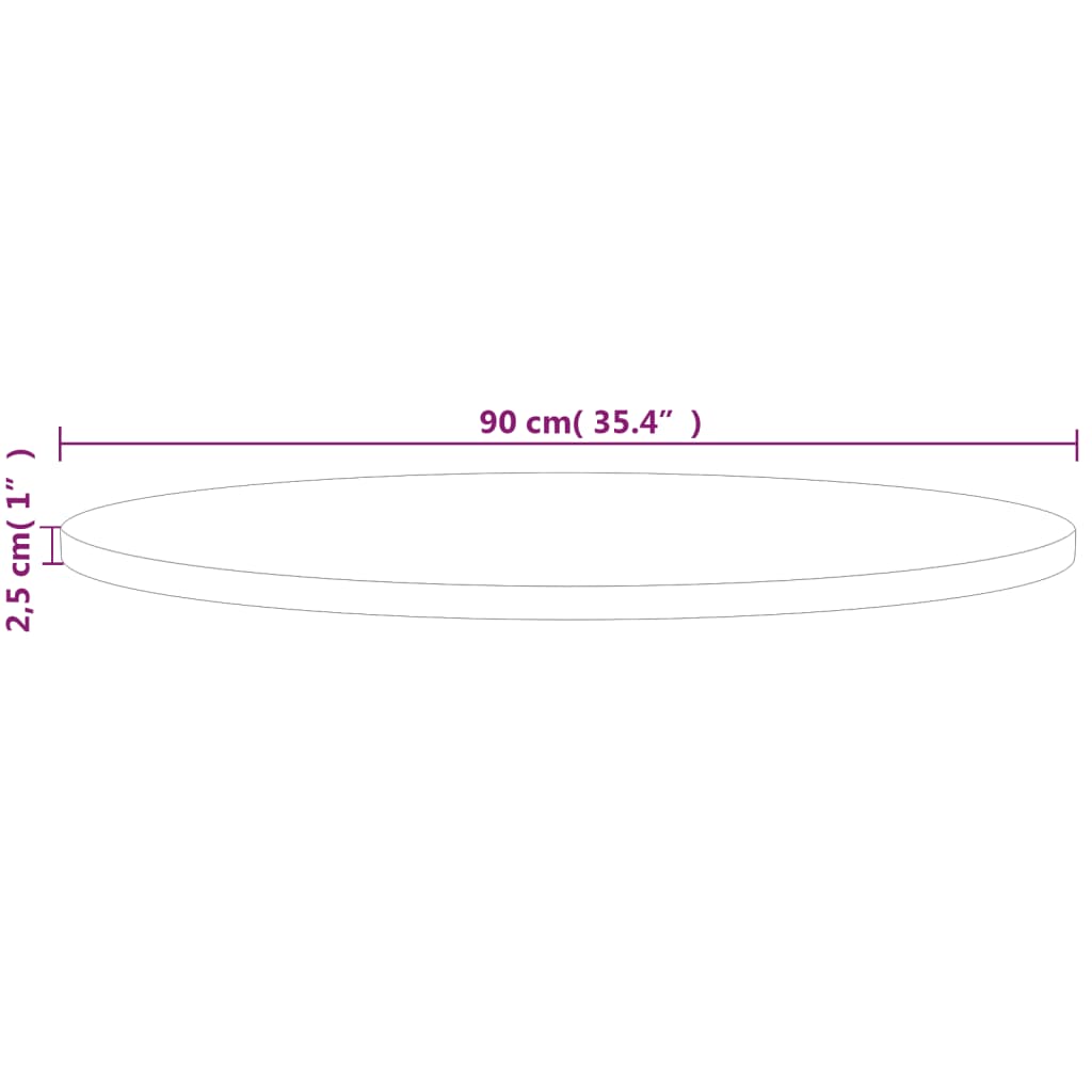 Tafelblad rond Ø30x2,5 cm onbehandeld massief eikenhout