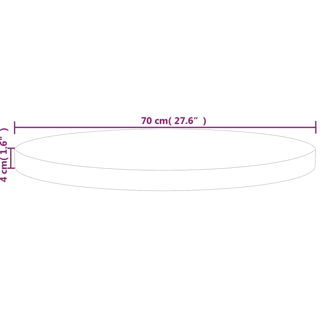 Plateau de table rond Ø70x4 cm chêne massif non traité