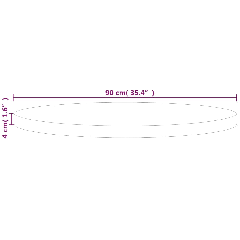 Tafelblad rond Ø30x2,5 cm onbehandeld massief eikenhout