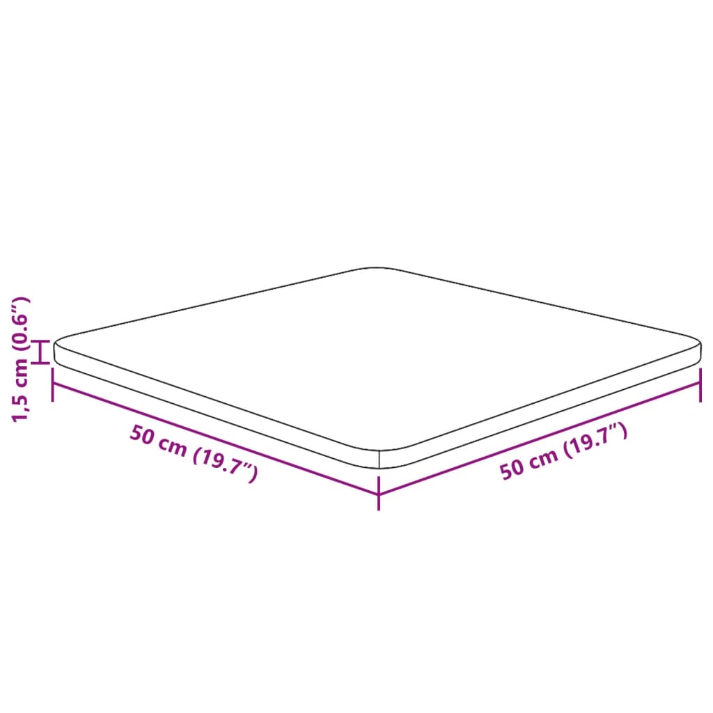 Plateau de table carré 40x40x2,5cm chêne massif