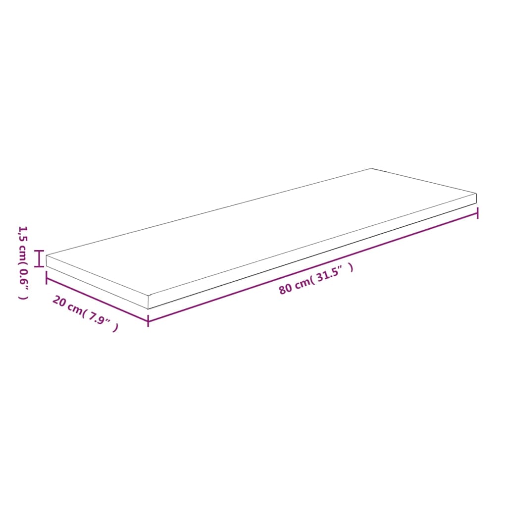 Etagère 40x20x2,5 cm chêne massif non traité