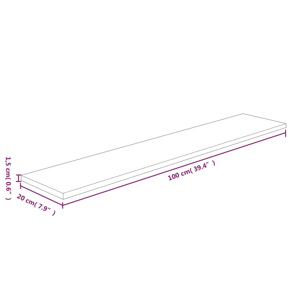 Etagère 40x20x2,5 cm chêne massif non traité