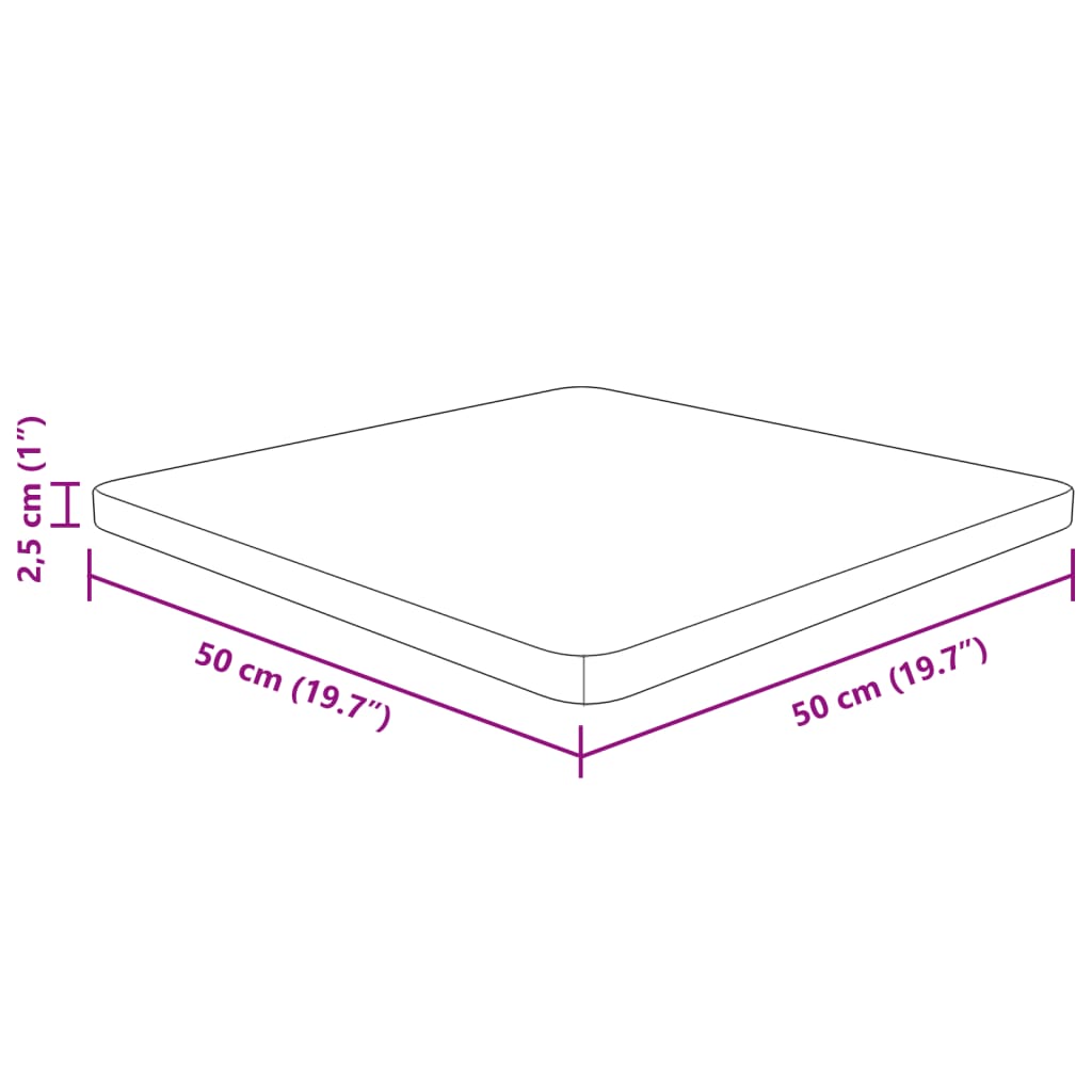 Plateau de table carré 40x40x2,5cm chêne massif