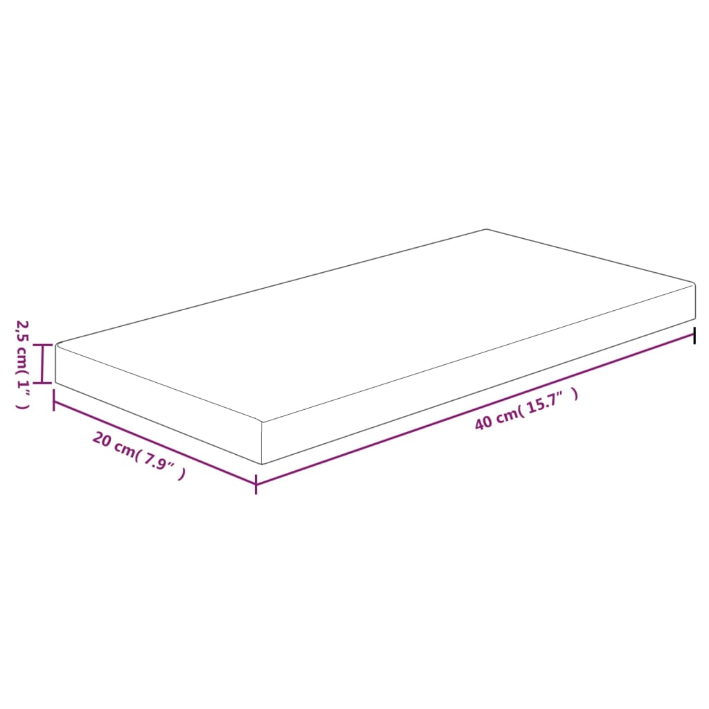 Etagère 40x20x2,5 cm chêne massif non traité