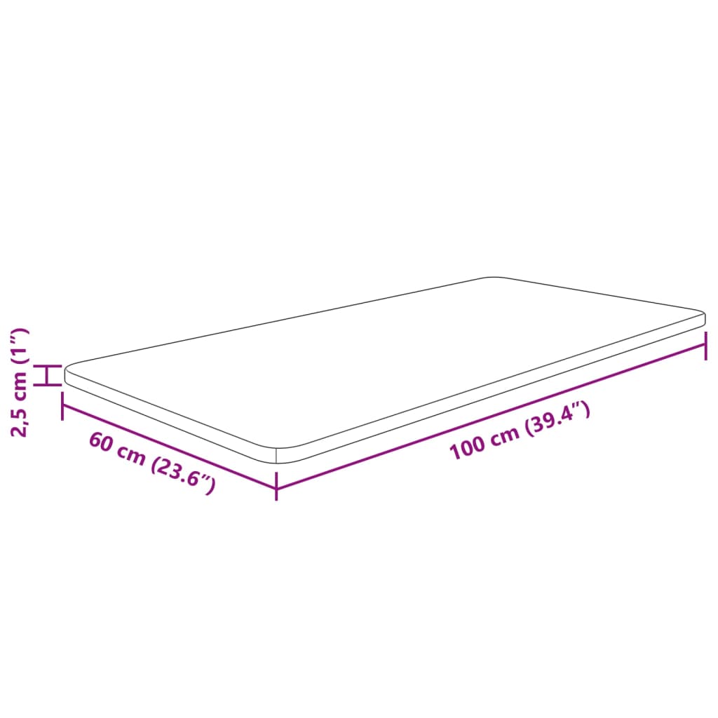 Plan vasque 100x50x2,5 cm massif non traité