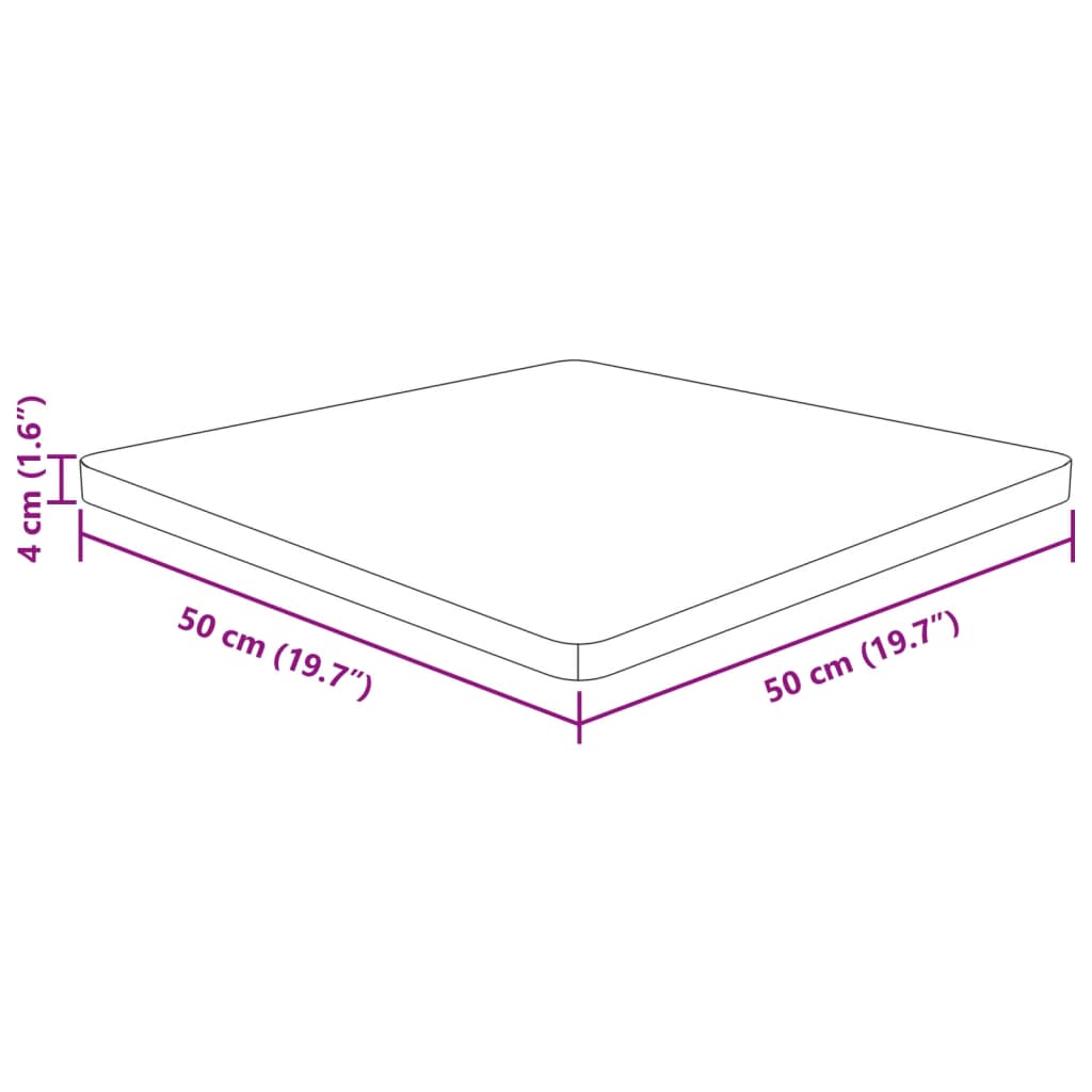 Plateau de table carré 40x40x2,5cm chêne massif