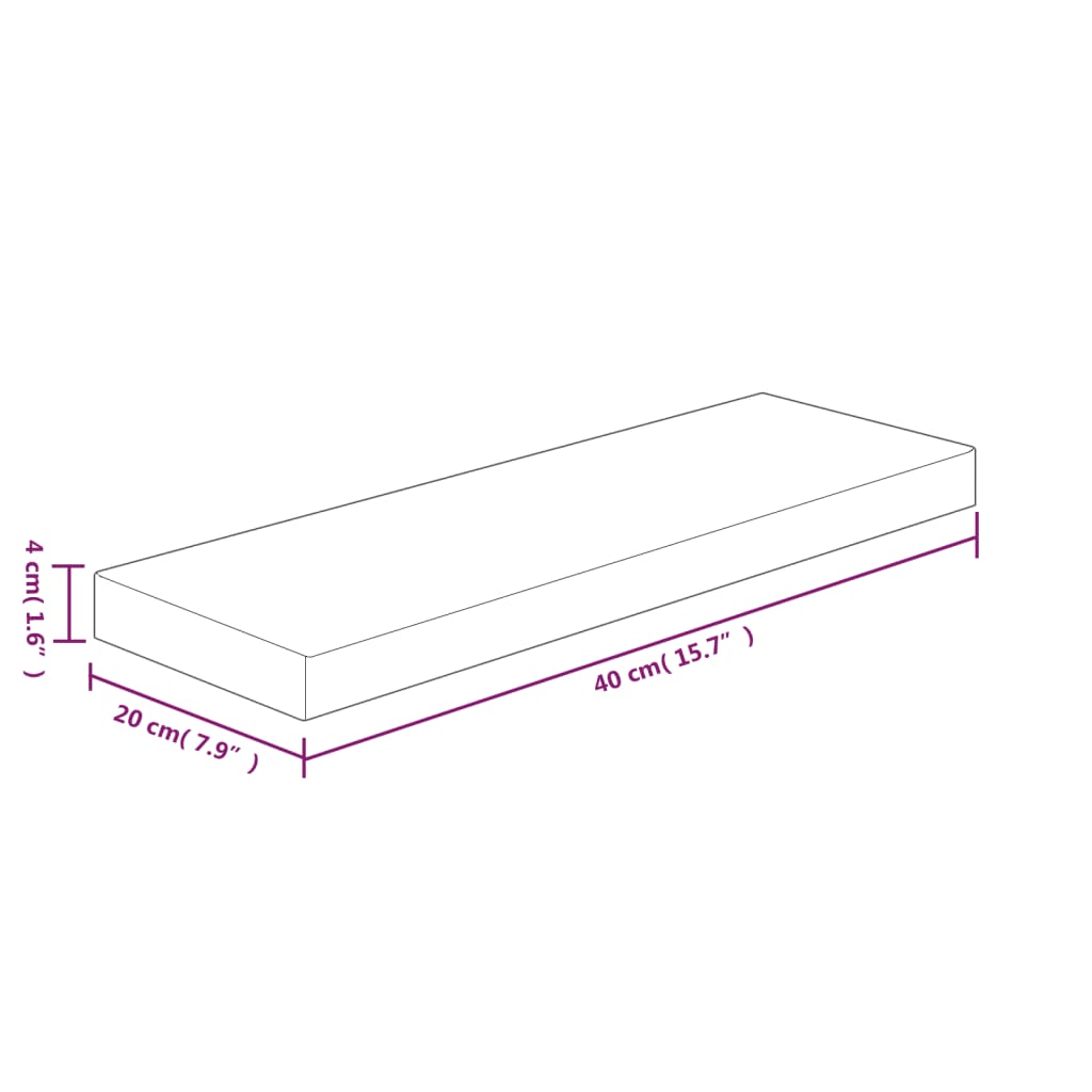 Etagère 40x20x2,5 cm chêne massif non traité