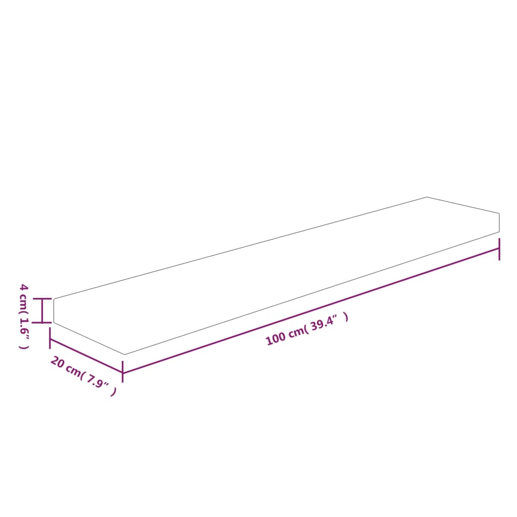 Plank 40x20x1,5 cm onbehandeld massief eikenhout