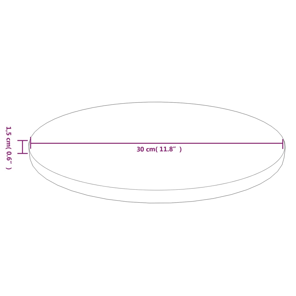 Tafelblad rond Ø50x1,5 cm onbehandeld massief eikenhout