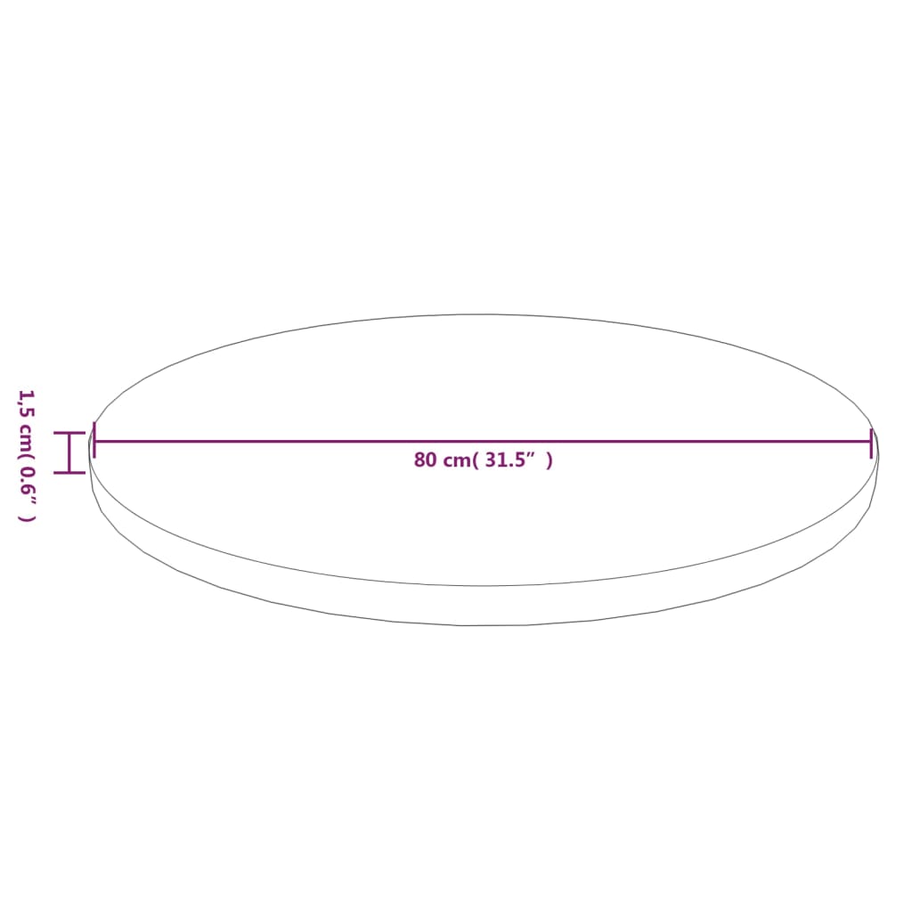 Tafelblad rond Ø30x2,5 cm onbehandeld massief eikenhout