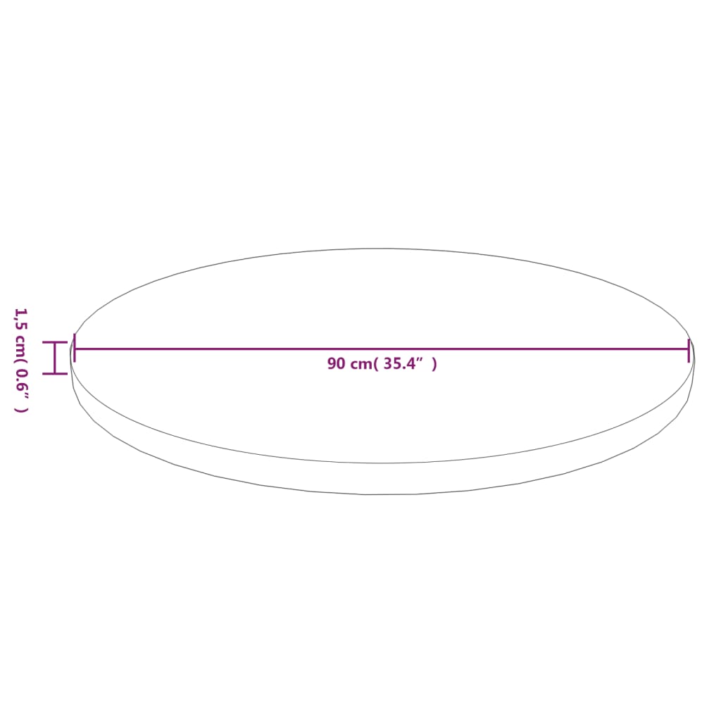 Tafelblad rond Ø30x2,5 cm onbehandeld massief eikenhout