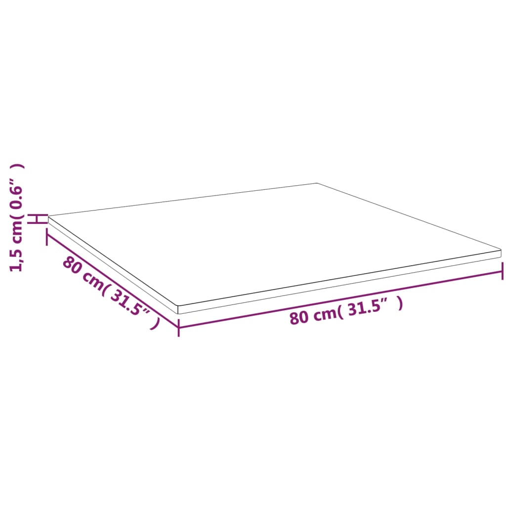 Tafelblad vierkant 40x40x2,5cm massief eiken