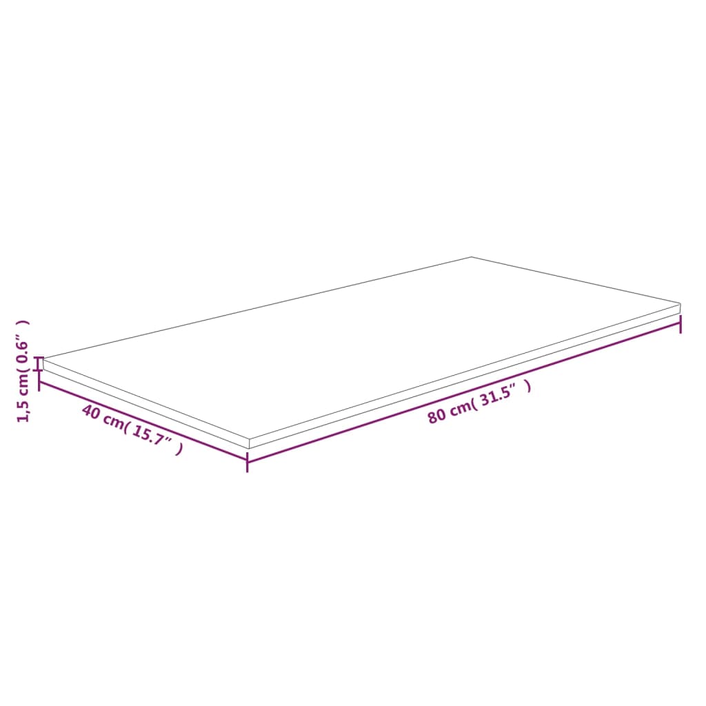 Plan vasque 80x40x2,5cm bois massif traité