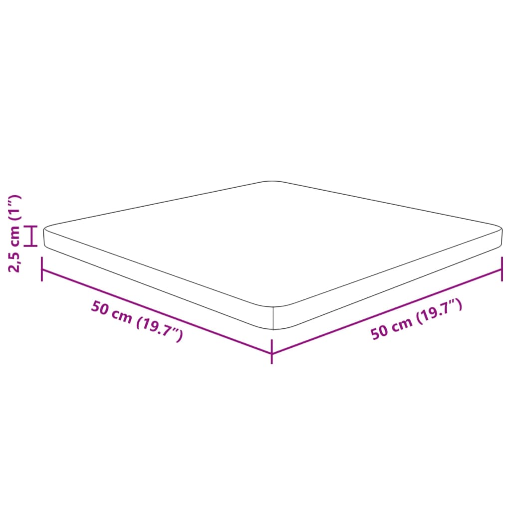 Tafelblad vierkant 40x40x2,5cm massief eiken