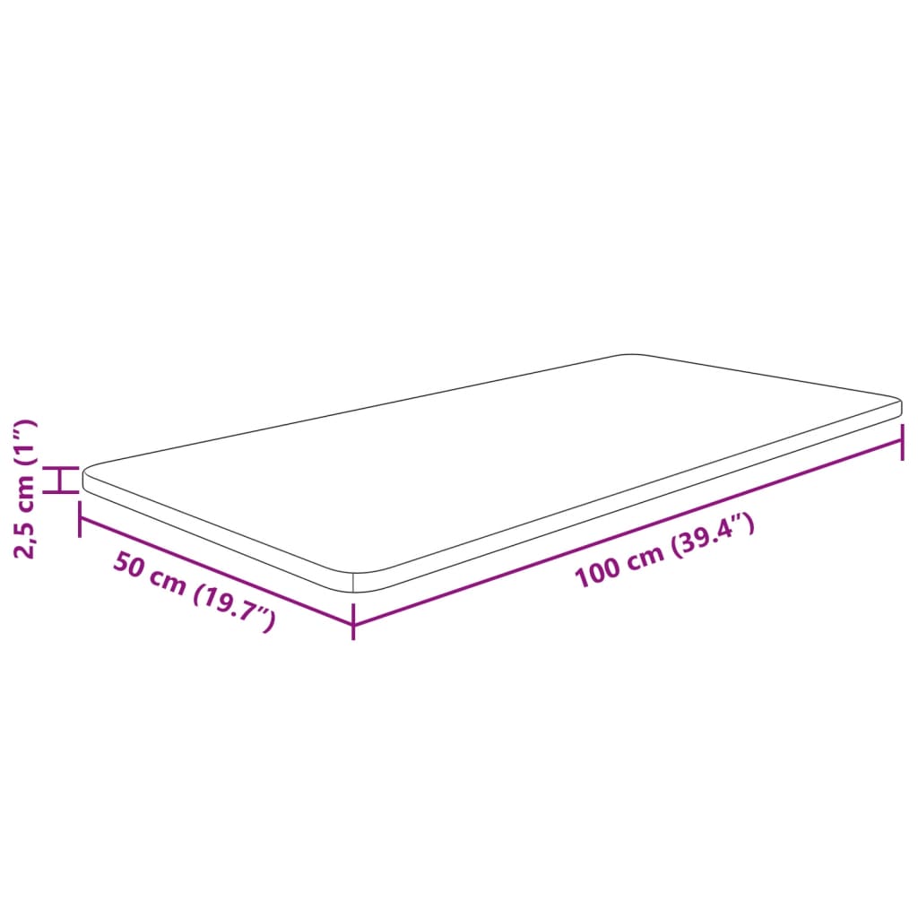 Plan vasque 100x50x2,5 cm massif non traité