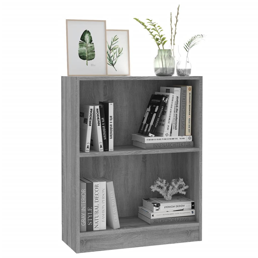 Boekenkast 60x24x76 cm bewerkt hout grijs sonoma eikenkleurig