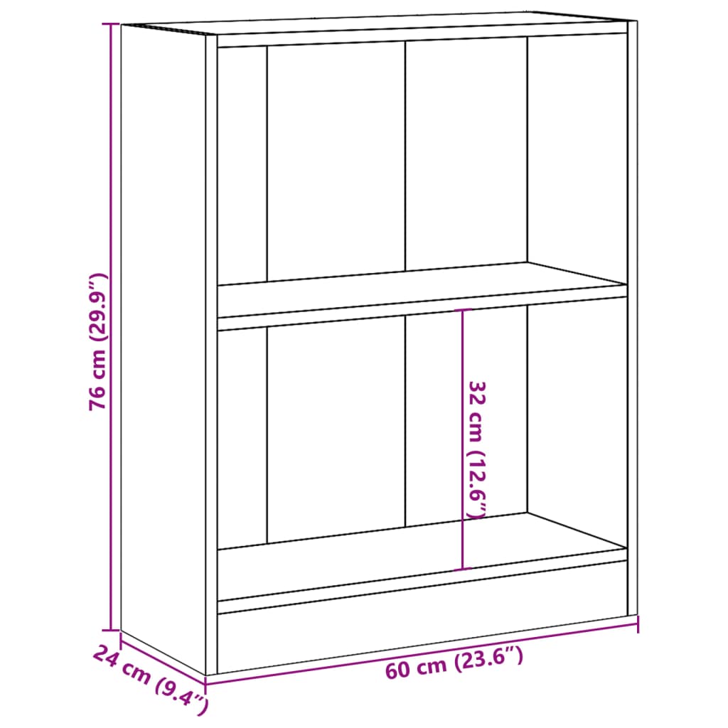 Boekenkast 60x24x76 cm bewerkt hout grijs sonoma eikenkleurig