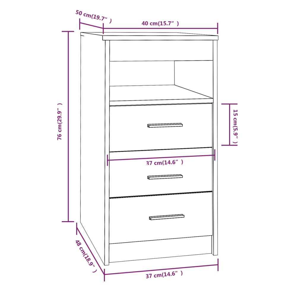 Commode 40x50x76 cm en bois travaillé