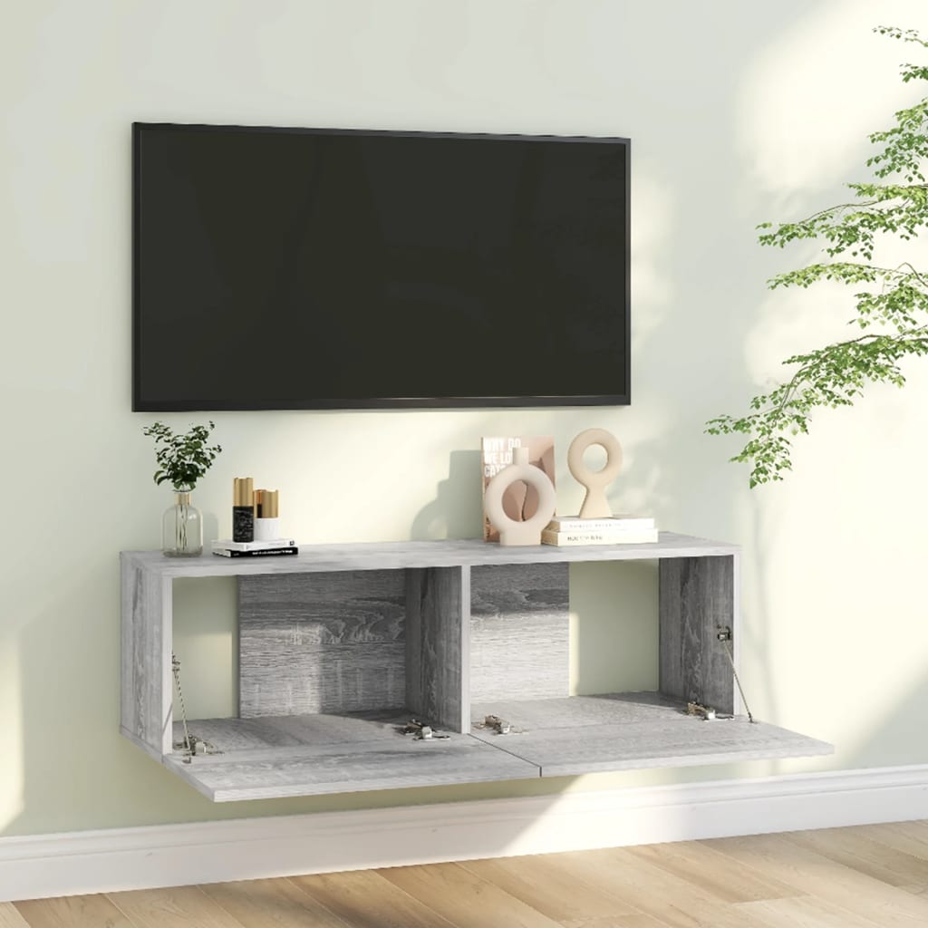 Tv-wandmeubel 120x30x30 cm bewerkt hout bruin eikenkleur