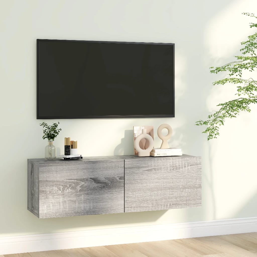 Tv-wandmeubel 120x30x30 cm bewerkt hout bruin eikenkleur