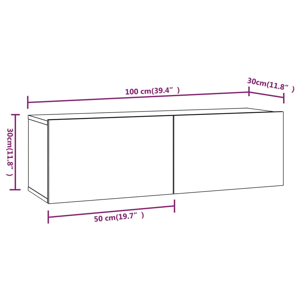 Tv-wandmeubel 120x30x30 cm bewerkt hout bruin eikenkleur