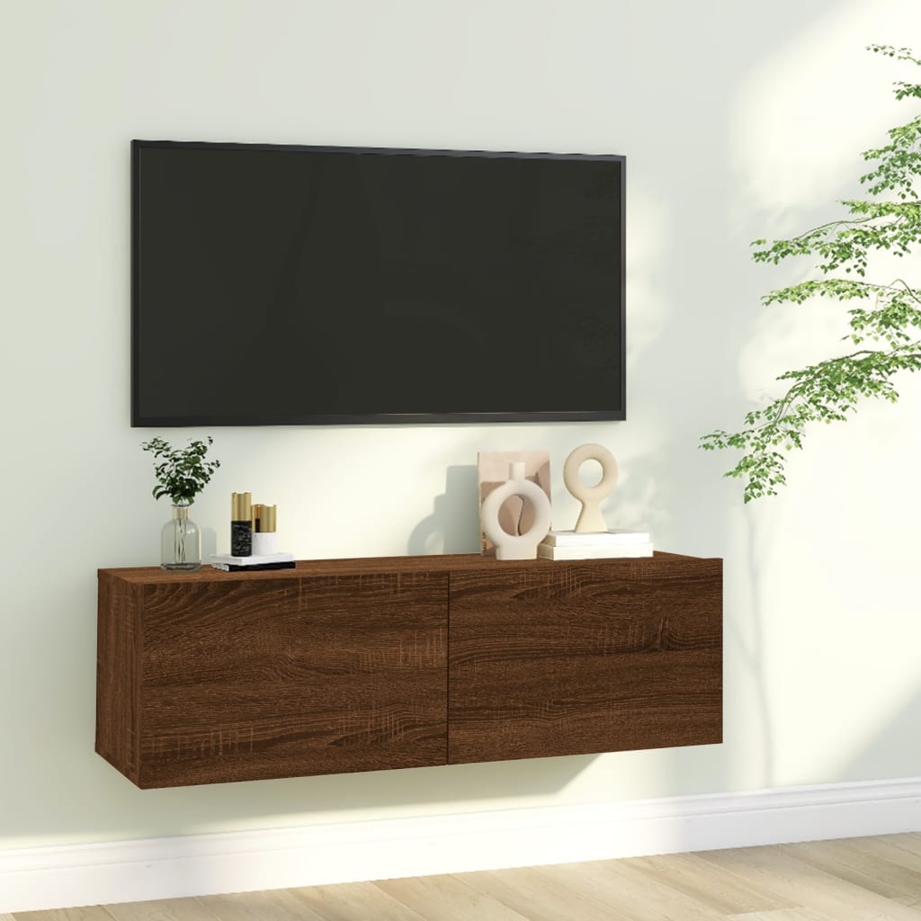 Tv-wandmeubel 120x30x30 cm bewerkt hout bruin eikenkleur