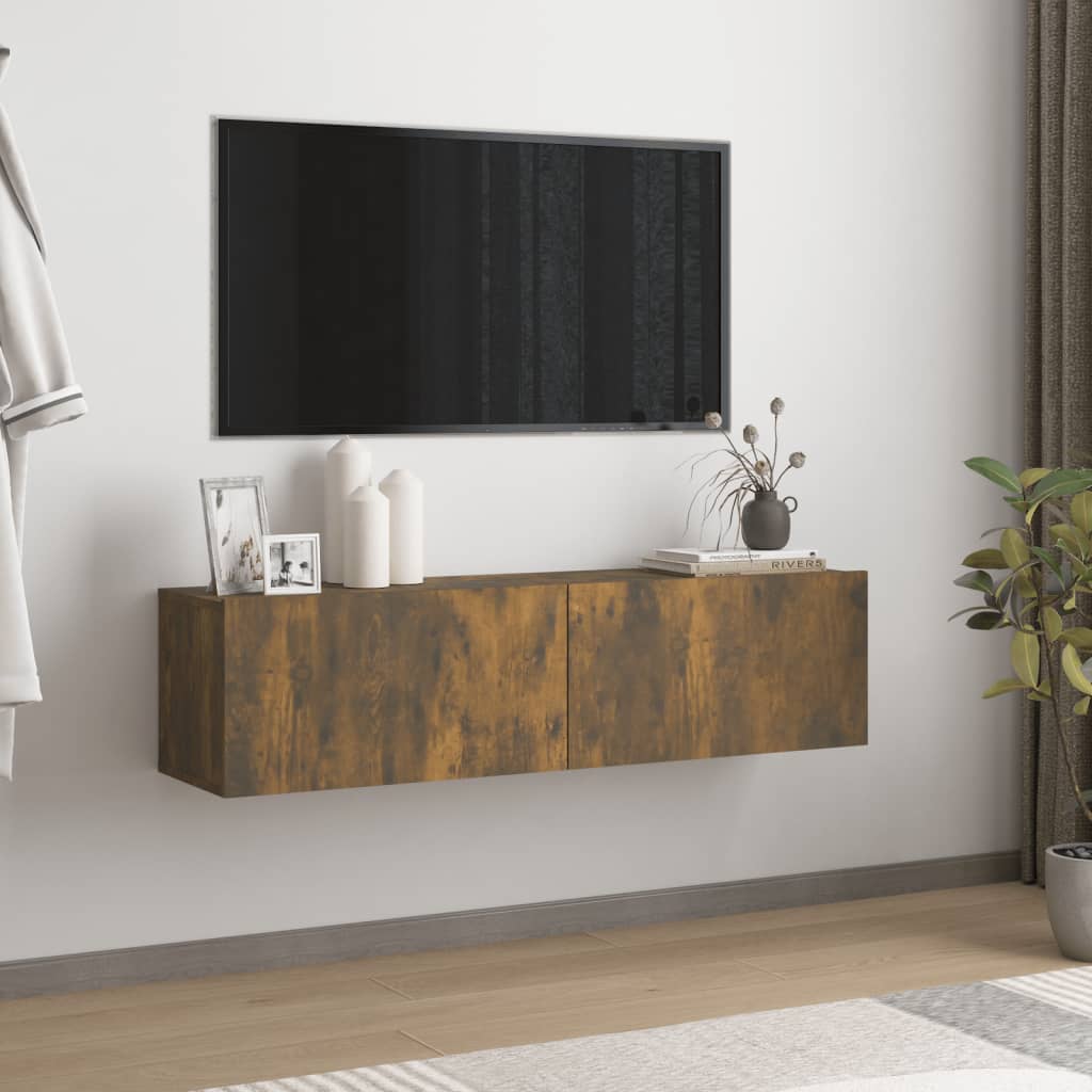 Tv-wandmeubel 120x30x30 cm bewerkt hout bruin eikenkleur