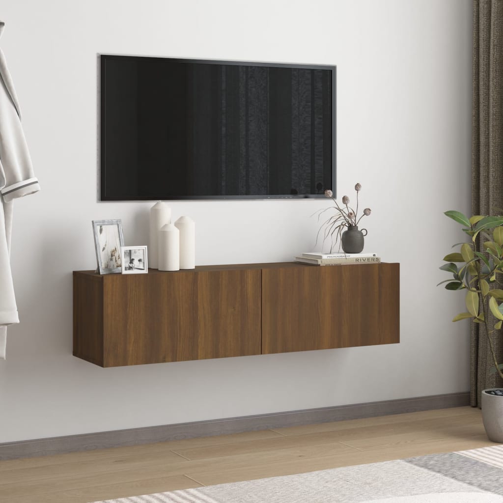 Tv-wandmeubel 120x30x30 cm bewerkt hout bruin eikenkleur