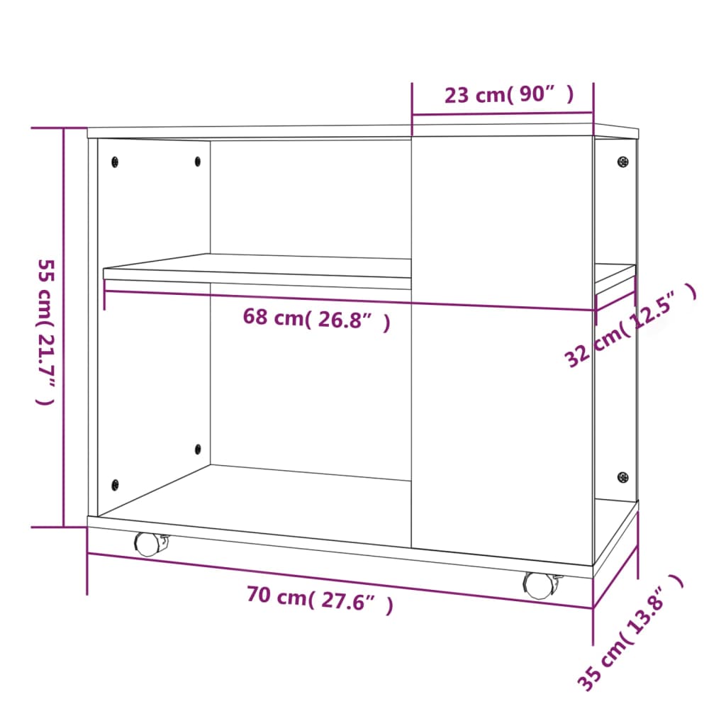 Table d'appoint 70x35x55 cm en bois travaillé