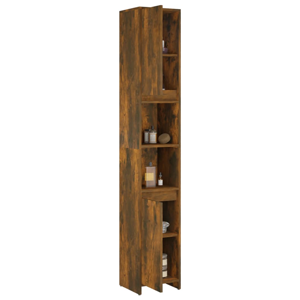 Badkamerkast 30x30x183,5 cm bewerkt hout oud houtkleurig