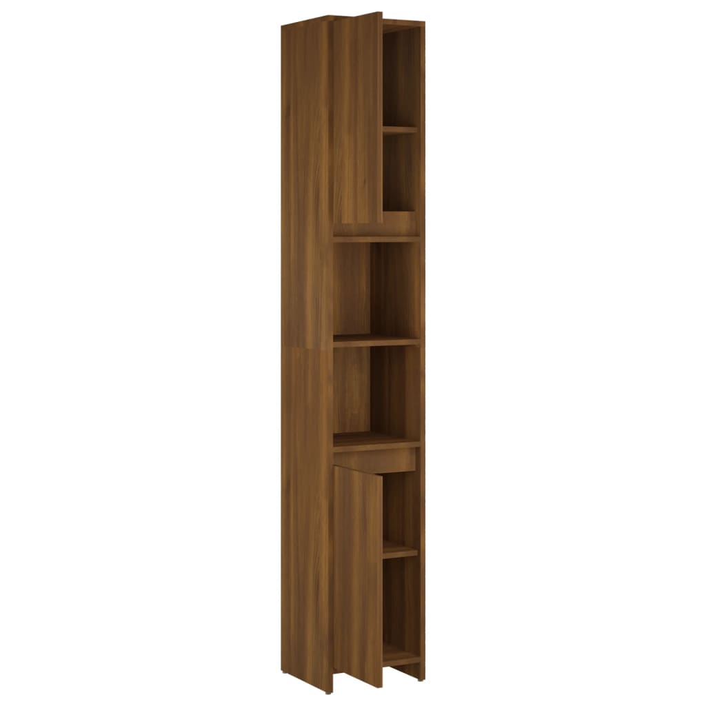 Badkamerkast 30x30x183,5 cm bewerkt hout oud houtkleurig