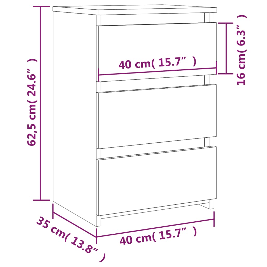 Nachtkastjes 2 st 40x35x62,5 cm bewerkt hout artisanaal eiken